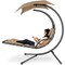 Best Choice Products Hanging Curved Chaise Lounge Chair Swing for Backyard, Patio w/ Pillow, Shade, Stand